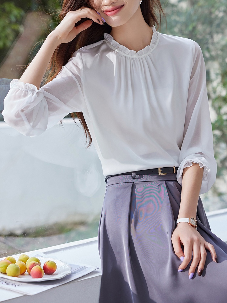 Long sleeve bottoming small shirt splice tops for women