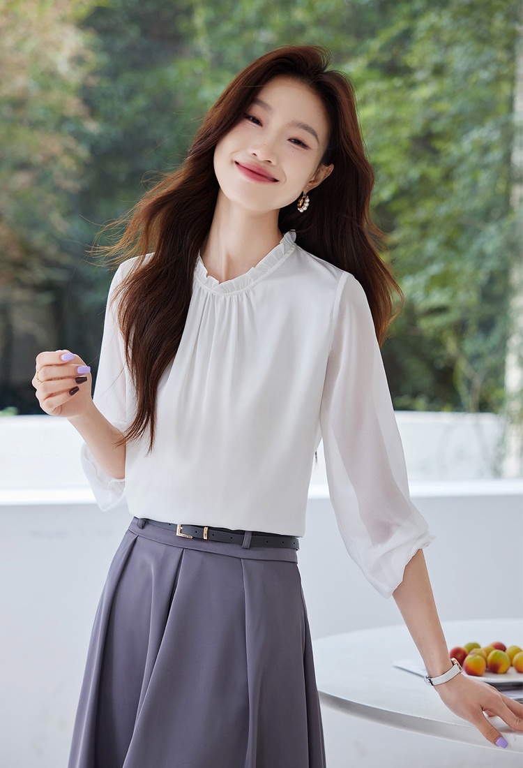 Long sleeve bottoming small shirt splice tops for women