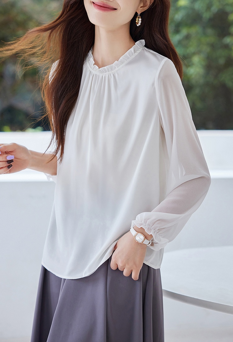 Long sleeve bottoming small shirt splice tops for women