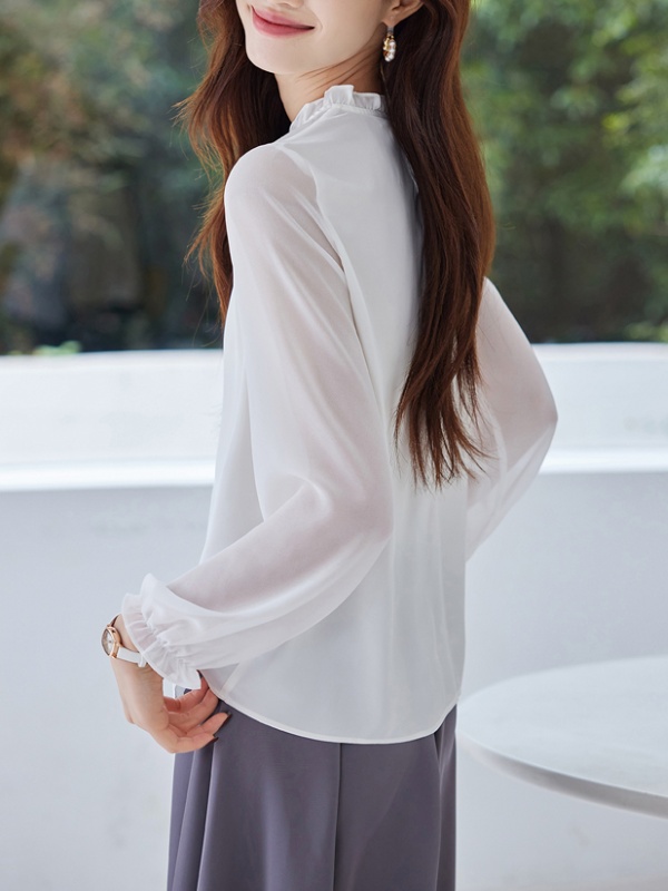 Long sleeve bottoming small shirt splice tops for women