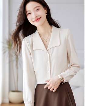 Long sleeve Korean style tops lapel shirt for women