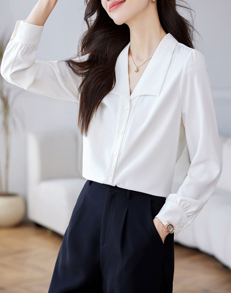 Long sleeve Korean style tops lapel shirt for women