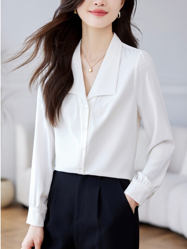 Long sleeve Korean style tops lapel shirt for women