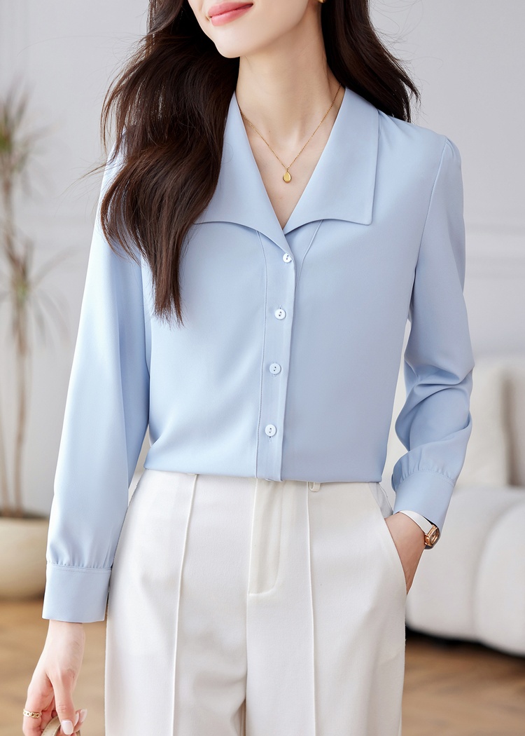 Long sleeve Korean style tops lapel shirt for women