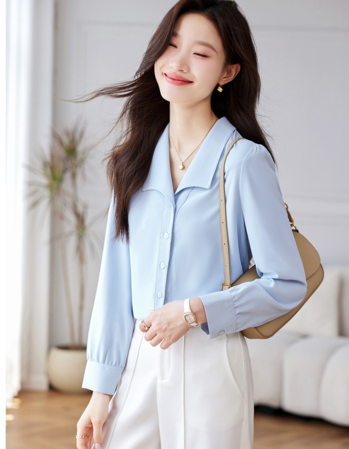 Long sleeve Korean style tops lapel shirt for women