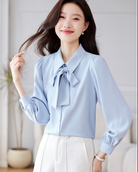 Autumn bow shirt long sleeve frenum tops for women
