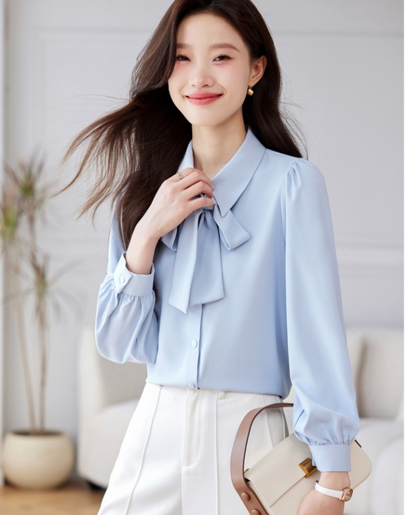 Autumn bow shirt long sleeve frenum tops for women
