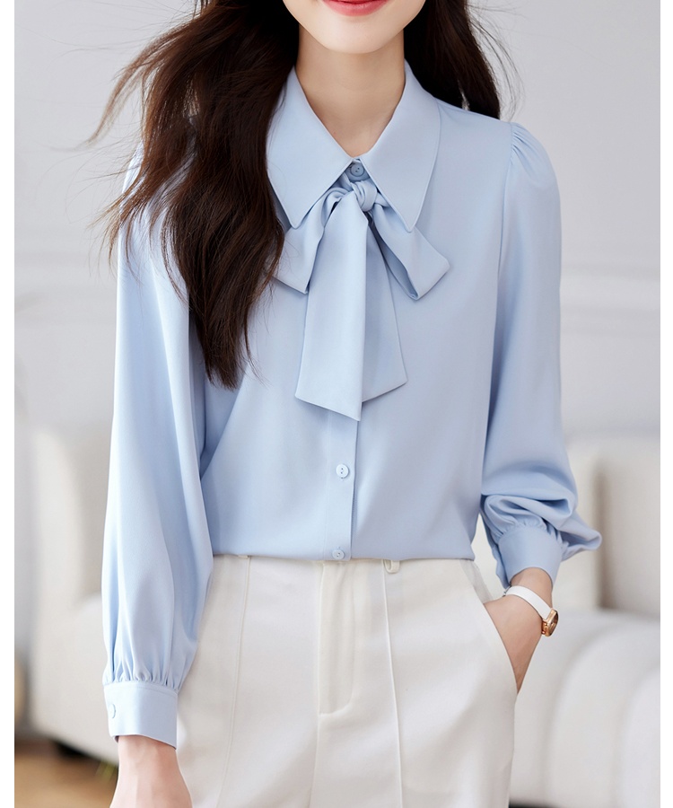Autumn bow shirt long sleeve frenum tops for women