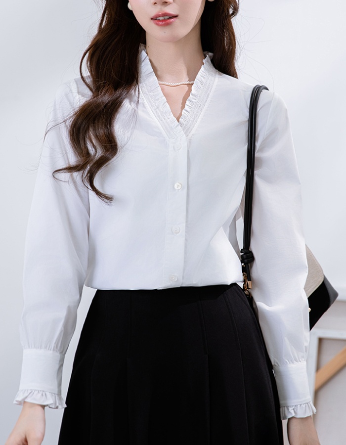 Pure cotton shirt long sleeve tops for women