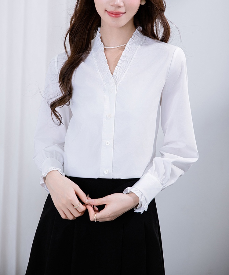 Pure cotton shirt long sleeve tops for women