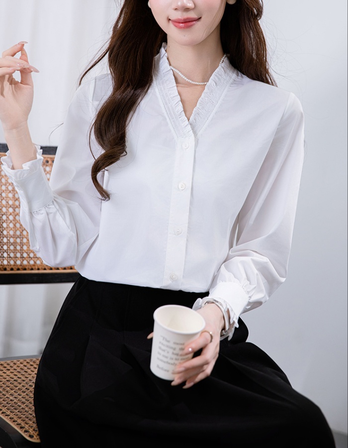 Pure cotton shirt long sleeve tops for women