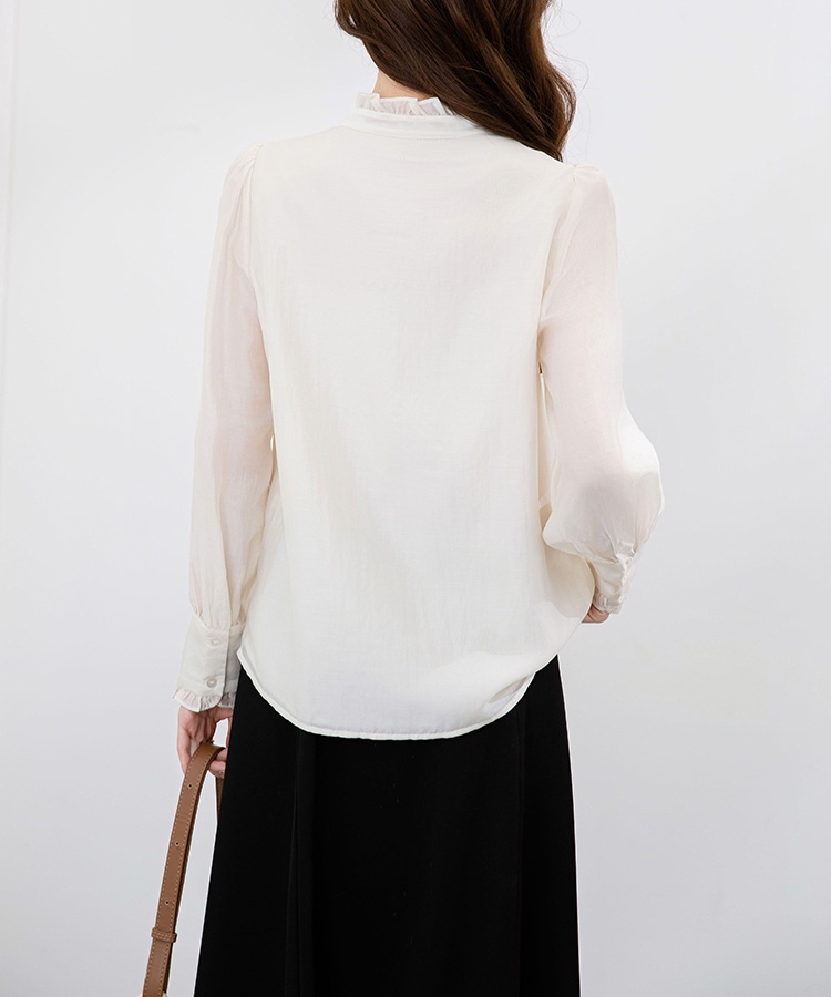 Long sleeve Korean style tops wood ear shirt for women