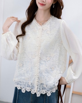 Long sleeve Korean style tops embroidery shirt