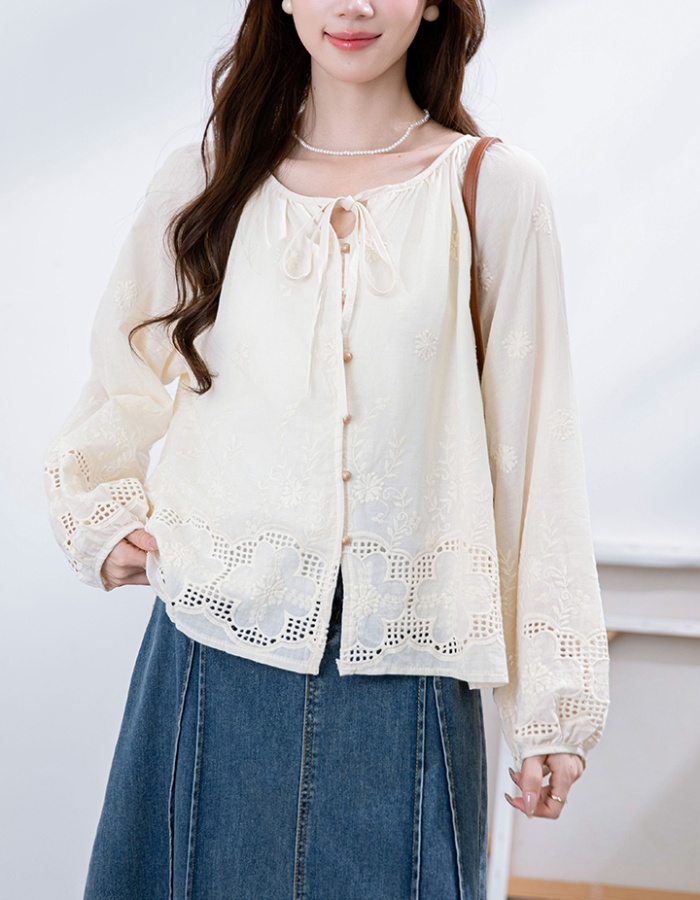 Round neck all-match tops loose shirt for women