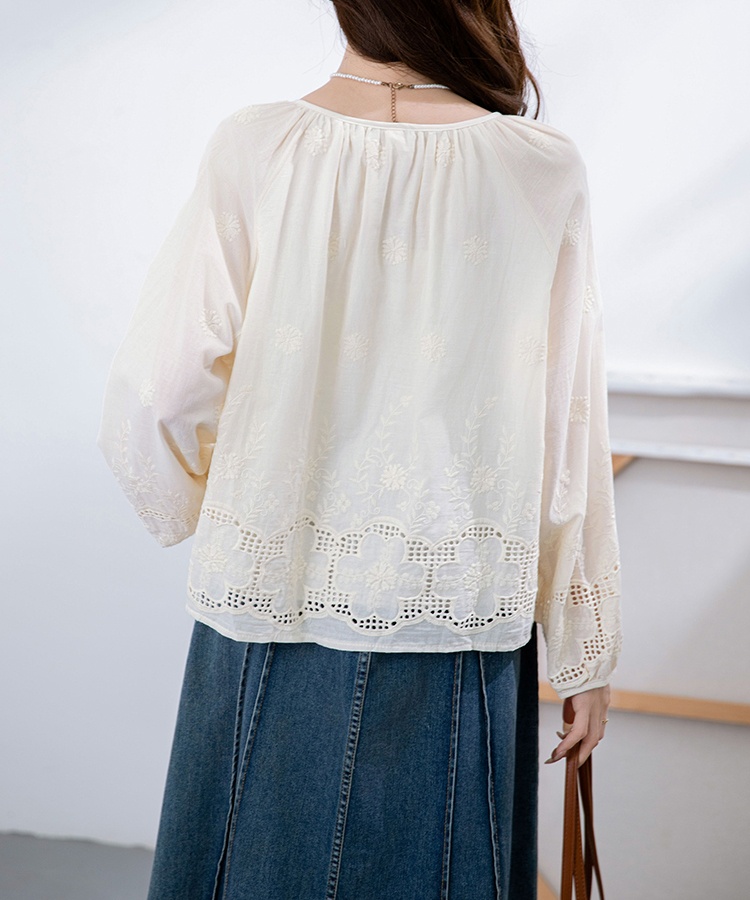 Round neck all-match tops loose shirt for women