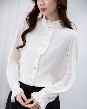 Autumn and winter long sleeve tops wood ear all-match shirt