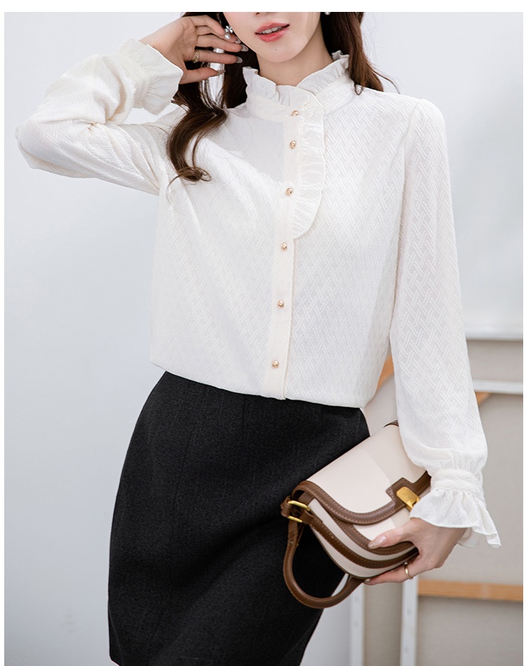 Autumn and winter long sleeve tops wood ear all-match shirt