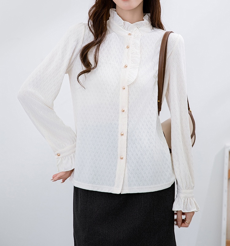 Autumn and winter long sleeve tops wood ear all-match shirt