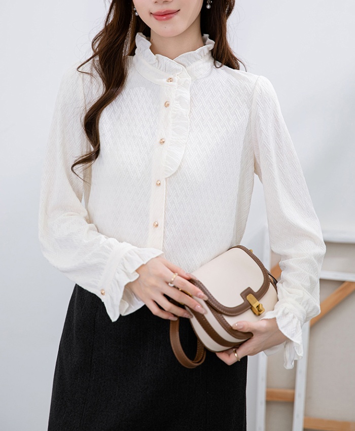 Autumn and winter long sleeve tops wood ear all-match shirt