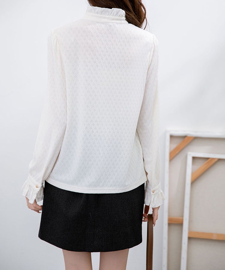 Autumn and winter long sleeve tops wood ear all-match shirt