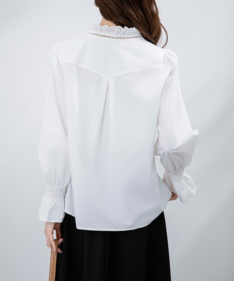 Korean style long sleeve shirt V-neck tops for women