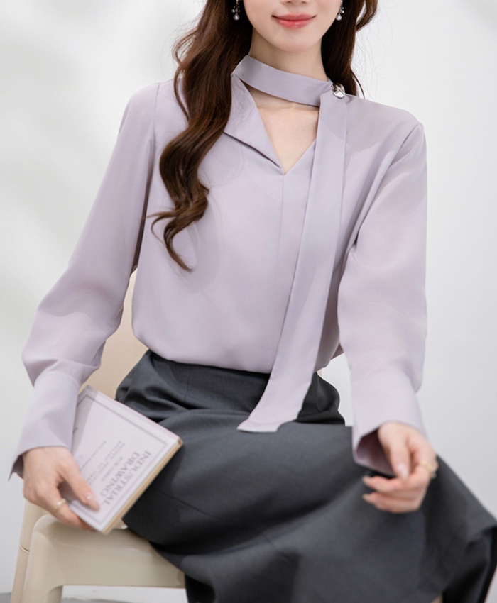 Autumn Korean style shirt all-match frenum tops for women
