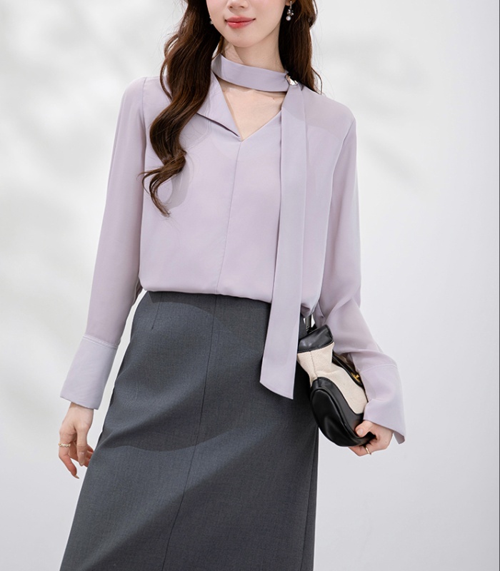 Autumn Korean style shirt all-match frenum tops for women