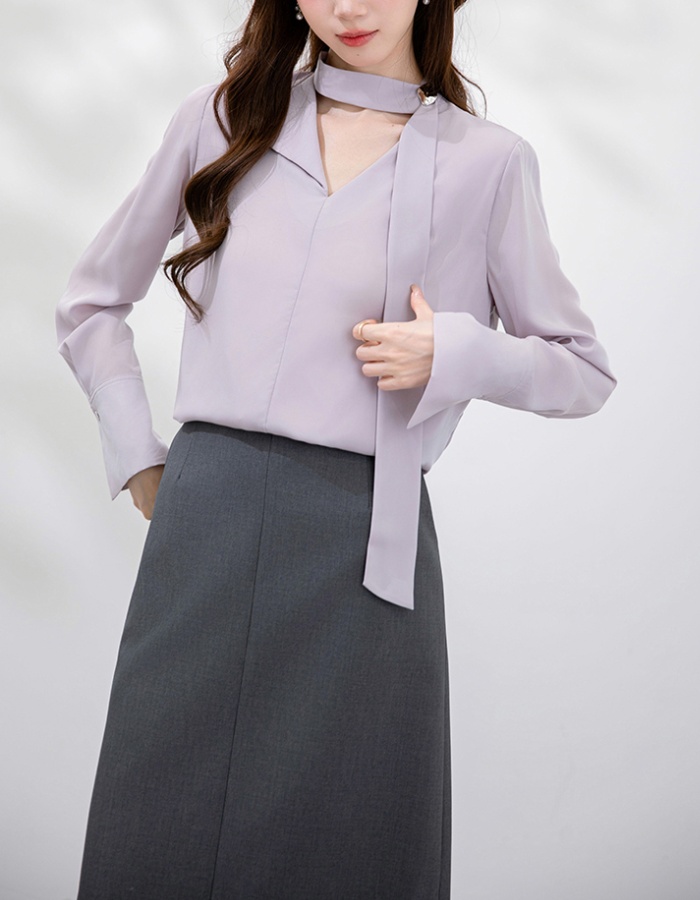 Autumn Korean style shirt all-match frenum tops for women