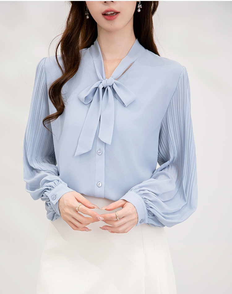 Fashion all-match autumn frenum crimp shirt