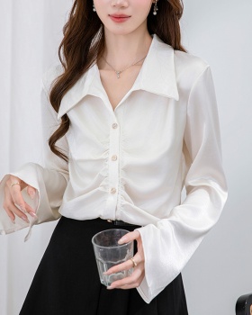 Folds Korean style all-match tops long sleeve autumn shirt