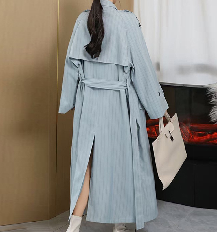 Lapel double-breasted autumn overcoat loose frenum long coat