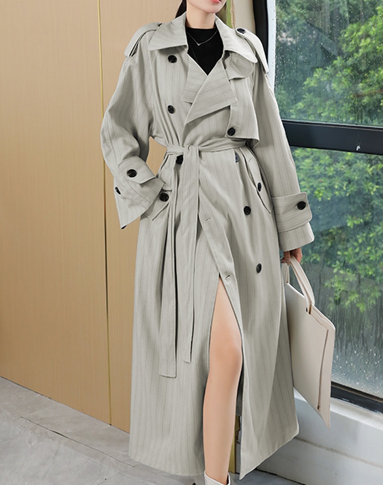 Lapel double-breasted autumn overcoat loose frenum long coat