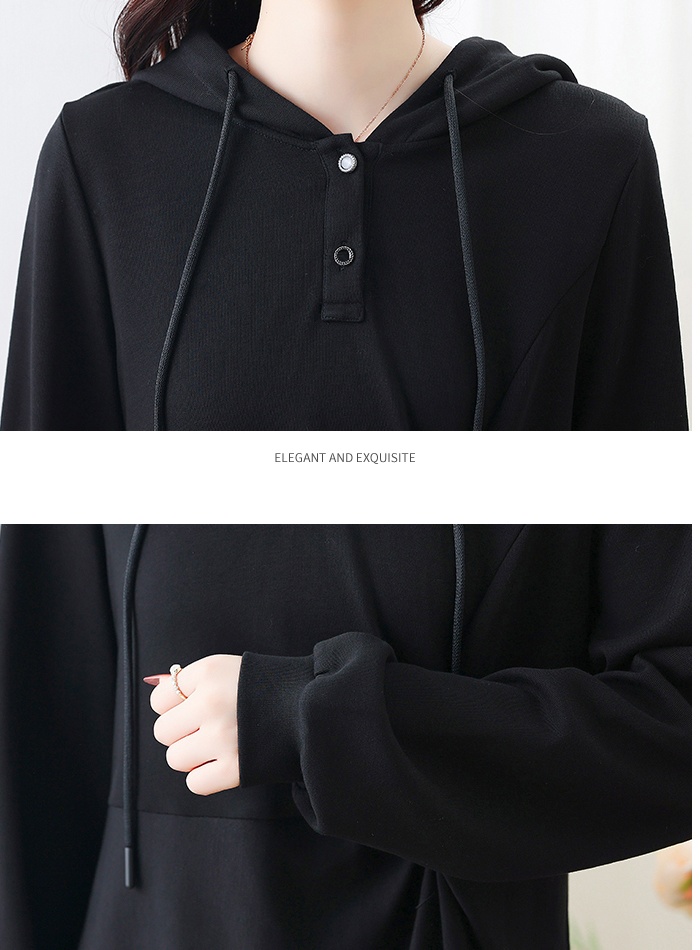 Autumn pinched waist dress long sleeve hoodie for women
