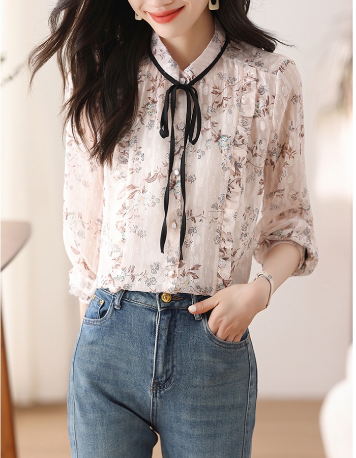 Long sleeve unique shirt floral tops for women