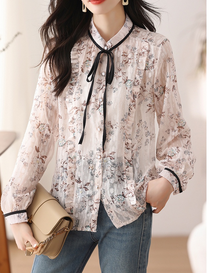 Long sleeve unique shirt floral tops for women