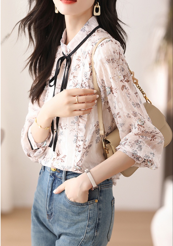 Long sleeve unique shirt floral tops for women