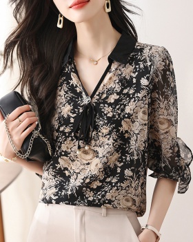 Floral shirt spring and autumn small shirt for women