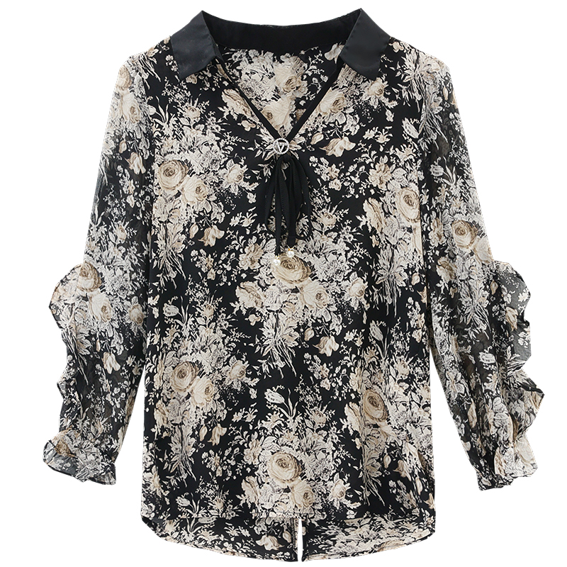 Floral shirt spring and autumn small shirt for women