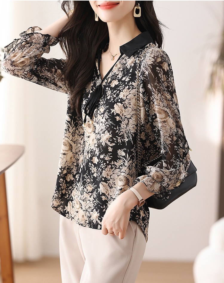 Floral shirt spring and autumn small shirt for women