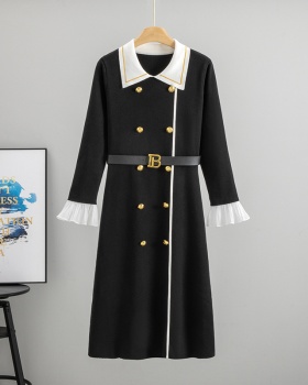 British style long dress knitted dress for women