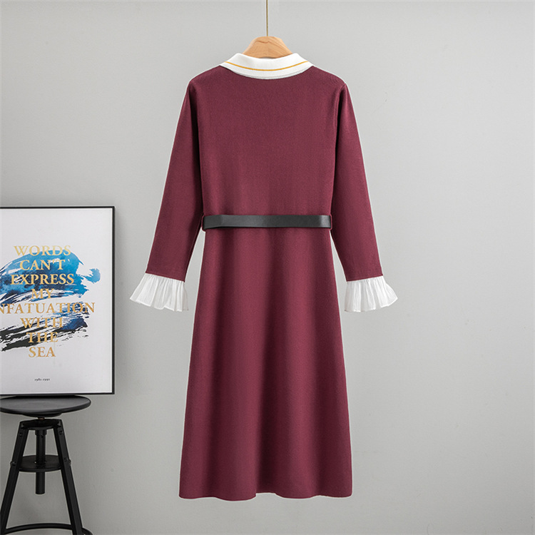 British style long dress knitted dress for women