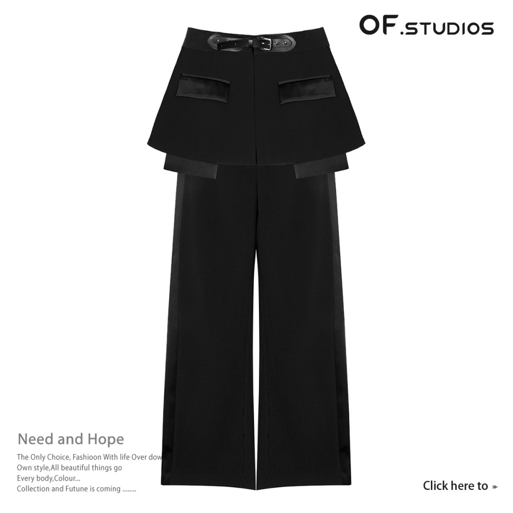 Spring belt cortical wide leg pants 2pcs set