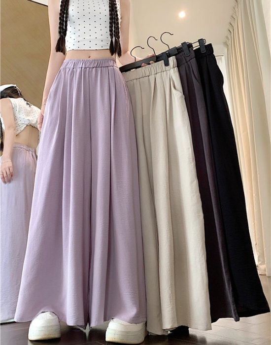 Pure long loose slim pants high waist drape Casual skirt