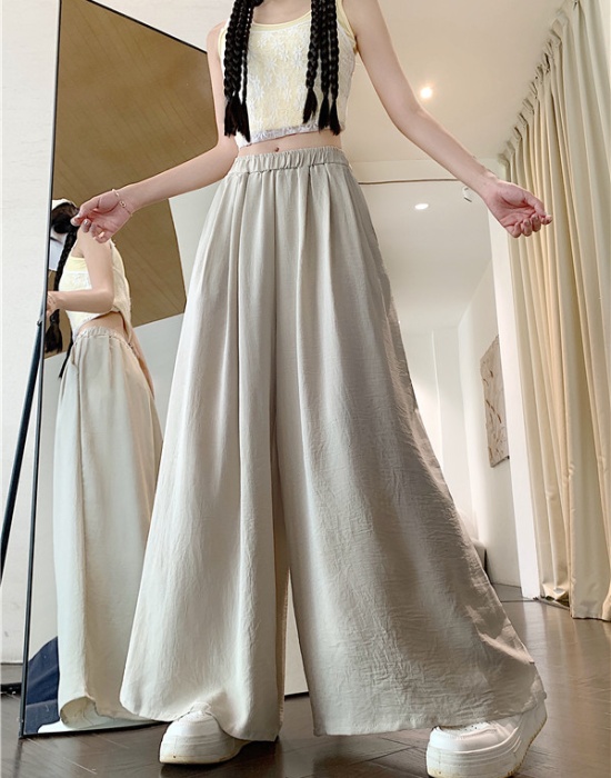 Pure long loose slim pants high waist drape Casual skirt
