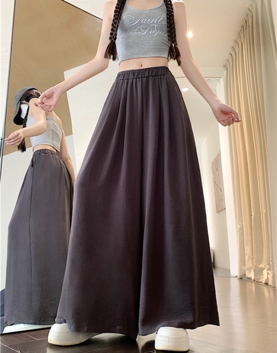 Pure long loose slim pants high waist drape Casual skirt