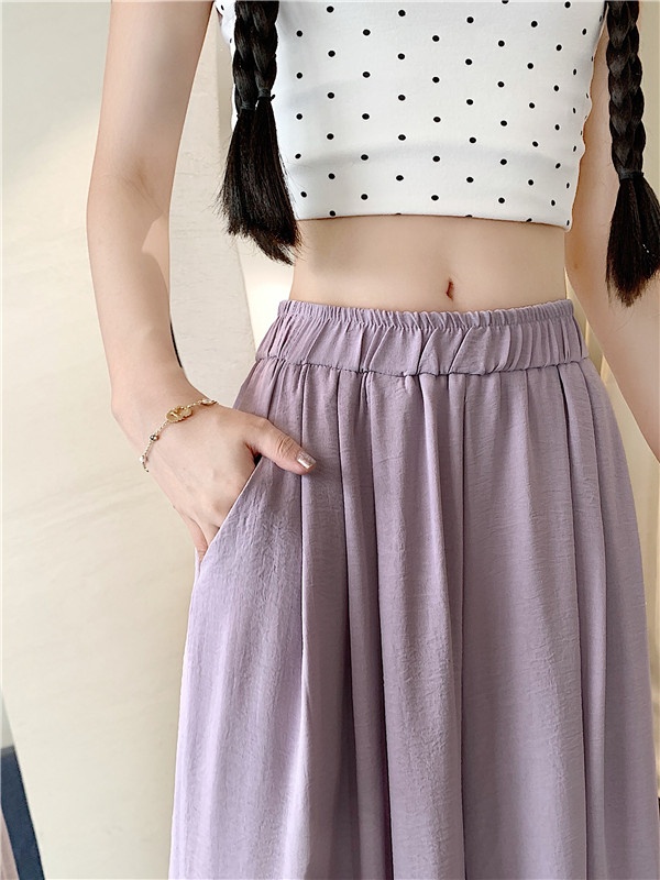 Pure long loose slim pants high waist drape Casual skirt