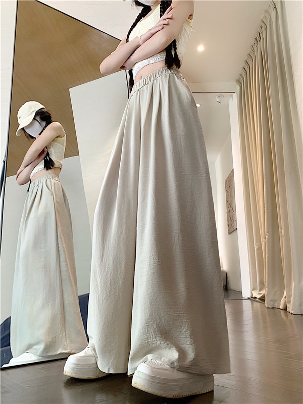 Pure long loose slim pants high waist drape Casual skirt