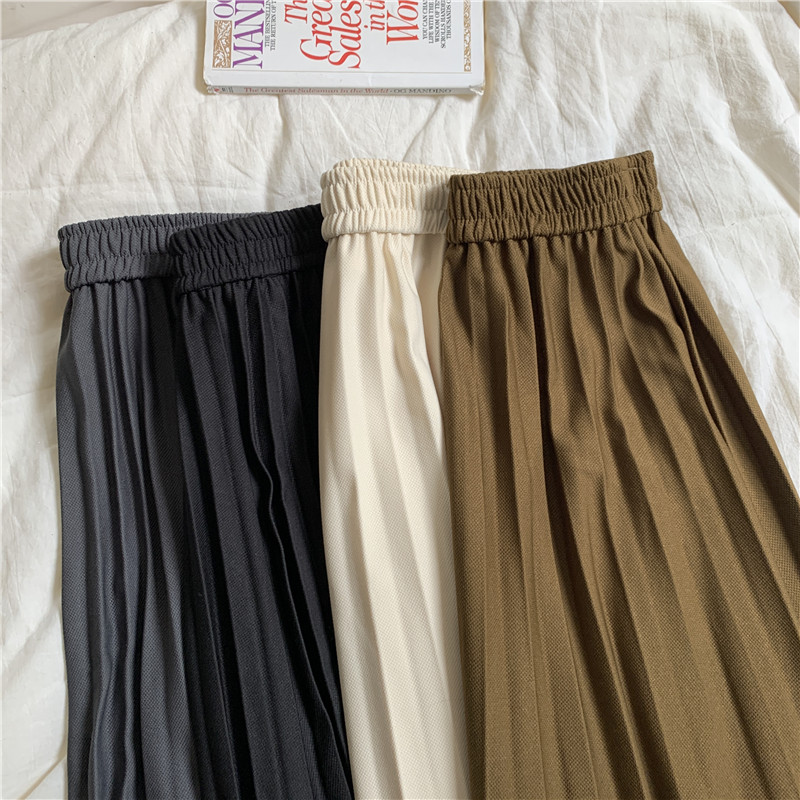 Drape pleated long dress high waist slim skirt