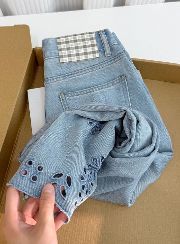 Wide leg autumn nine pants large yard jeans for women