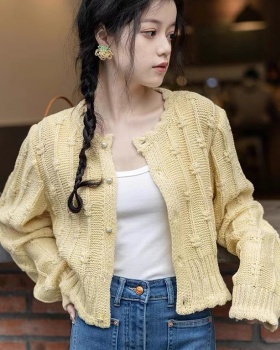Short unique niche tops knitted spring coat for women